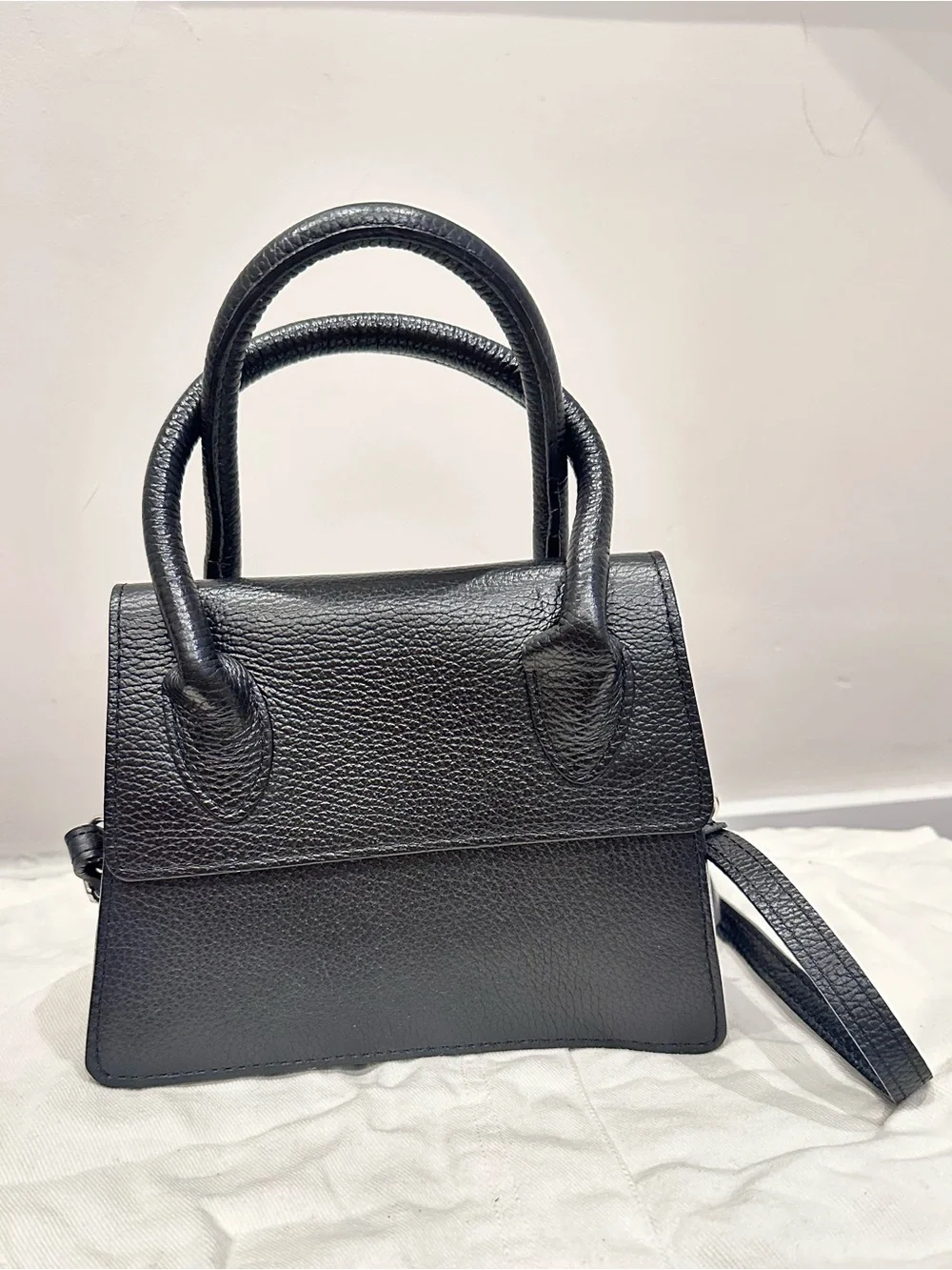 Classic Black Structured Top-Handle Bag